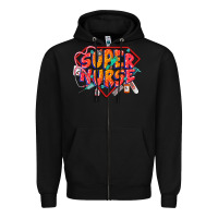 Black super nurse Zipper Hoodie - CowGirlArtShop