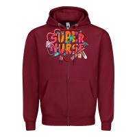 Burgundy super nurse Zipper Hoodie - CowGirlArtShop