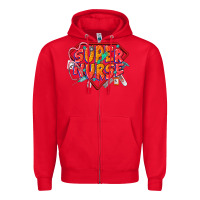 Red super nurse Zipper Hoodie - CowGirlArtShop