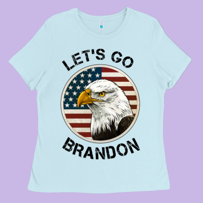 Lets Go Brandon American Bald Eagle Ladies Tee Designed By Jasminsmagicworld