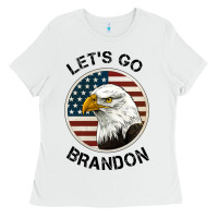 White Lets Go Brandon American Bald Eagle Ladies Tee - Jasminsmagicworld