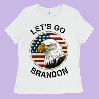 Lets Go Brandon American Bald Eagle Ladies Tee Designed By Jasminsmagicworld