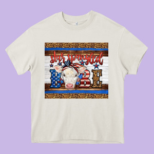 Western Star Spangled Baby Cow Heavy Core Tee Designed By Lillyallendesigns