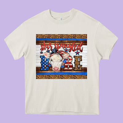 Western Star Spangled Baby Cow Heavy Core Tee Designed By Lillyallendesigns