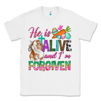 White He Is Alive And I'm Forgiven Classic Tee - BundleAndBundleShop