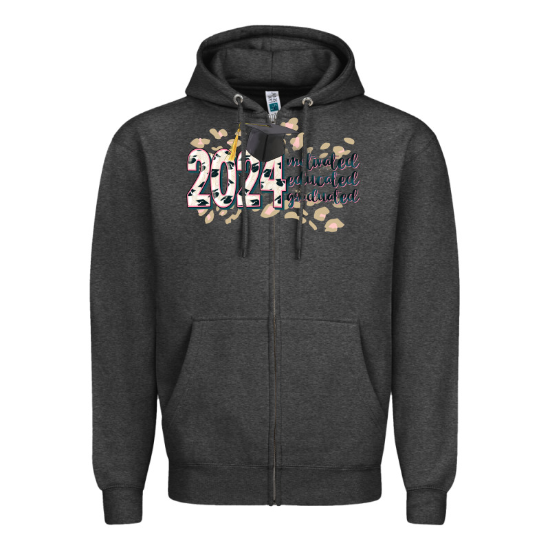 2024 Motivated Educated Graduated Zipper Hoodie by CowGirlArtShop | Teevron