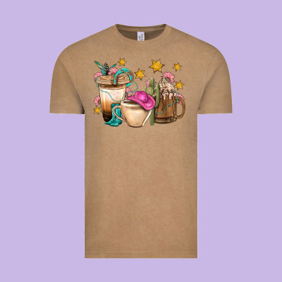 Western Cowgirl Coffee Cup Bbs Vintage Tee Designed By Bundleandbundleshop