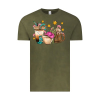 Vintage Olive Western Cowgirl Coffee Cup Bbs Vintage Tee - BundleAndBundleShop