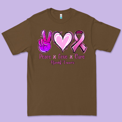 Peace Love Cure Breast Cancer Premium Tee Designed By Jasminsmagicworld