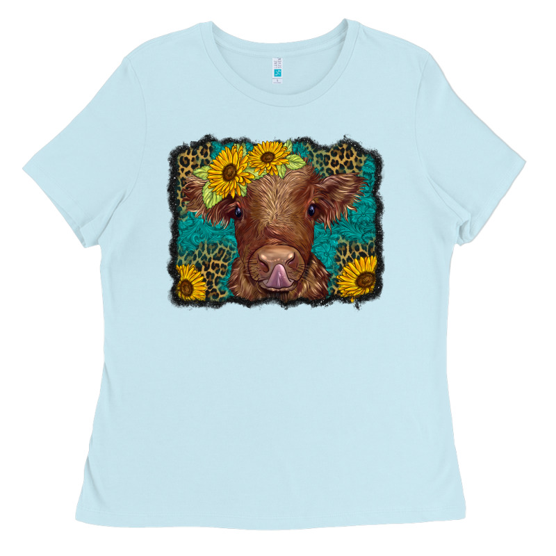Western Leopard Buffalo Plaid Baby Highland Cow Ladies Tee by BarkalooDesign | Teevron