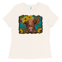 Bone western leopard buffalo plaid baby highland cow Ladies Tee - BarkalooDesign