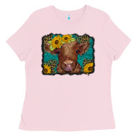 Bubblegum Pink western leopard buffalo plaid baby highland cow Ladies Tee - BarkalooDesign