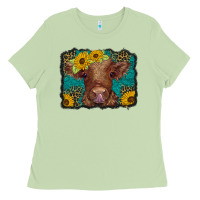 Matcha western leopard buffalo plaid baby highland cow Ladies Tee - BarkalooDesign
