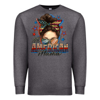 Charcoal Heather All American mama messy bun 4th of july Premium Sweatshirt - FaDigitalArtStudio