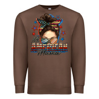Chestnut All American mama messy bun 4th of july Premium Sweatshirt - FaDigitalArtStudio