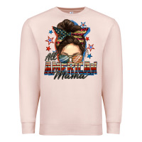 Pale Pink All American mama messy bun 4th of july Premium Sweatshirt - FaDigitalArtStudio