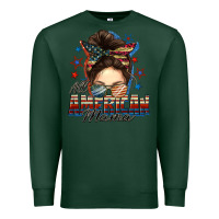 Sports Green All American mama messy bun 4th of july Premium Sweatshirt - FaDigitalArtStudio