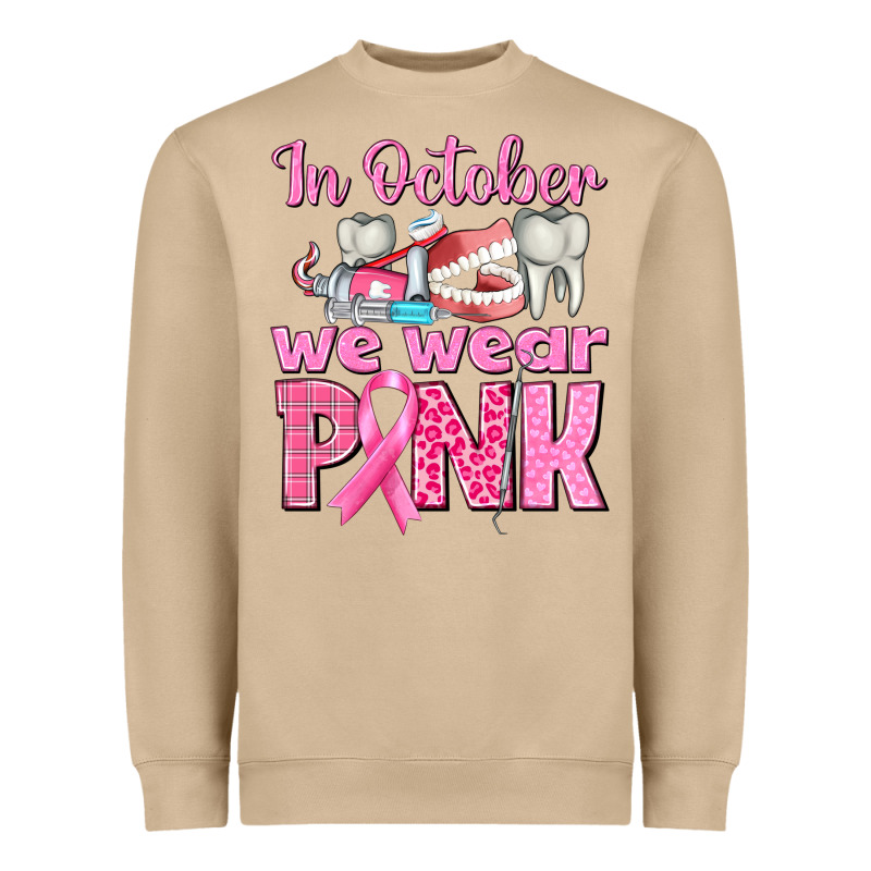 In October We Wear Pink Breast Cancer Awareness Heavyweight Sweatshirt by texasbilliewilder | Teevron
