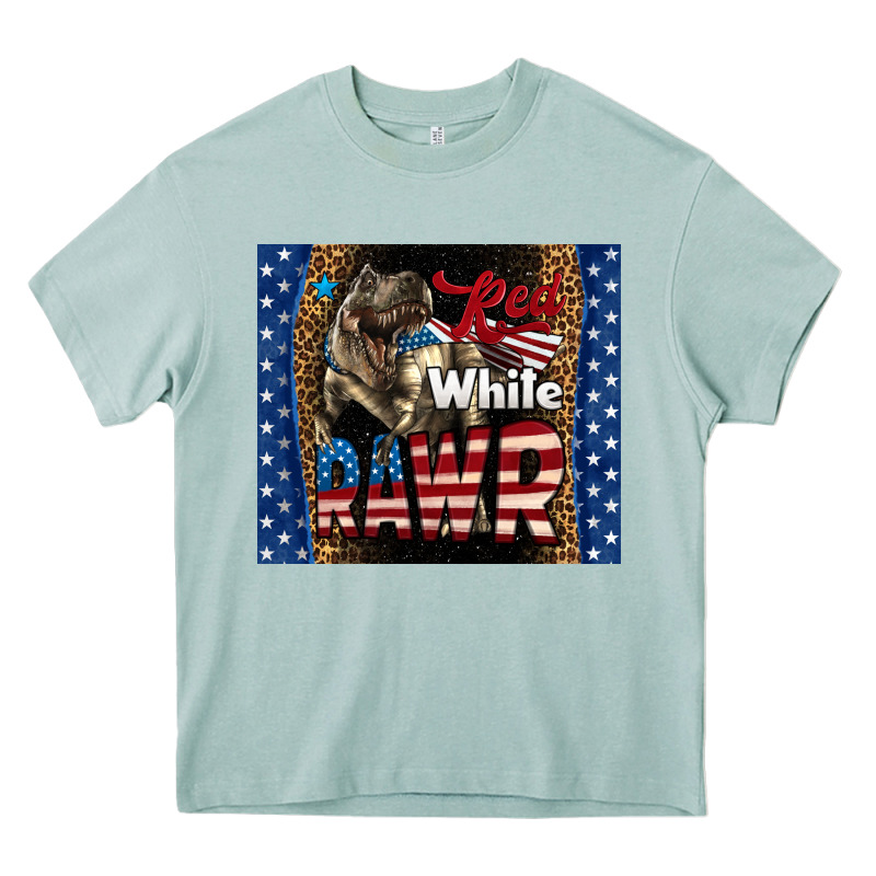 Red White Rawr Dinosaur T-rex Heavy Core Tee by LillyAllenDesigns | Teevron