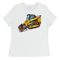 White Compact Track Loader Ladies Tee - LillyAllenDesigns