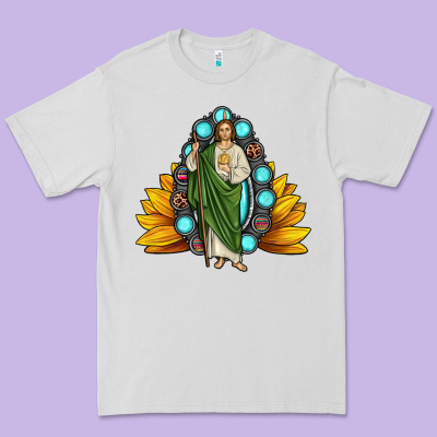 San Judas Gemstone Sunflower Premium Tee Designed By Jahusdesignshop