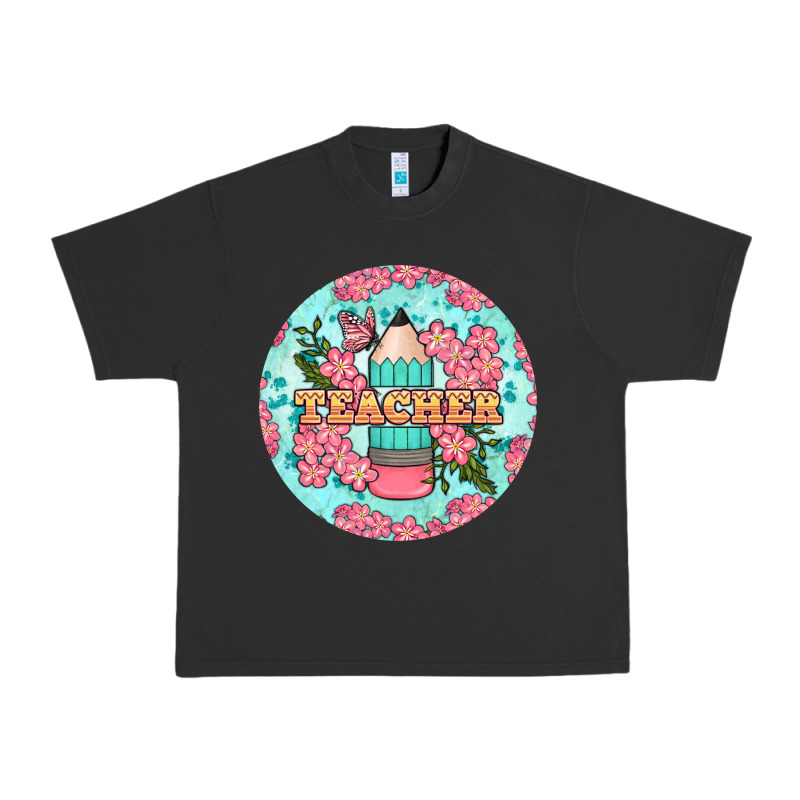 Teacher Floral Pencil Round Earring Urban Heavy Tee by BundleAndBundleShop | Teevron