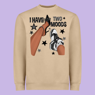 I Have Two Moods Black Sneakers Afro Girl Heavyweight Sweatshirt Designed By Texasbilliewilder
