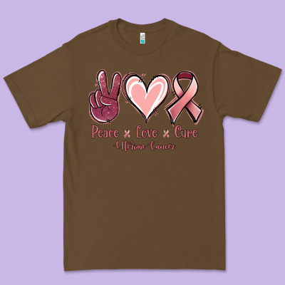 Peace Love Cure Uterine Cancer Premium Tee Designed By Jasminsmagicworld