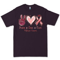 Plum Peace Love Cure Uterine Cancer Premium Tee - Jasminsmagicworld