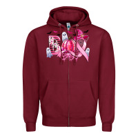 Burgundy boo pink pumpkin witch breast cancer Zipper Hoodie - CowGirlArtShop