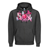 Charcoal Heather boo pink pumpkin witch breast cancer Zipper Hoodie - CowGirlArtShop