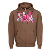 Boo Pink Pumpkin Witch Breast Cancer Zipper Hoodie | Teevron