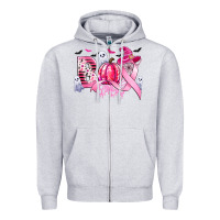 Heather Grey boo pink pumpkin witch breast cancer Zipper Hoodie - CowGirlArtShop