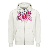 Oatmeal Heather boo pink pumpkin witch breast cancer Zipper Hoodie - CowGirlArtShop