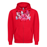 Red boo pink pumpkin witch breast cancer Zipper Hoodie - CowGirlArtShop