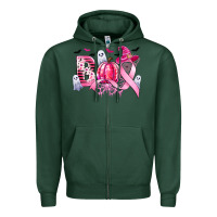 Sports Green boo pink pumpkin witch breast cancer Zipper Hoodie - CowGirlArtShop