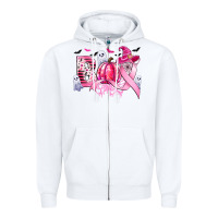 White boo pink pumpkin witch breast cancer Zipper Hoodie - CowGirlArtShop