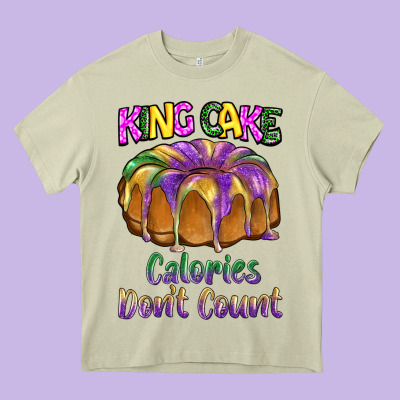 Mardi Gras King Cage Calories Don't Count Heavy Core Tee Designed By Barkaloodesign