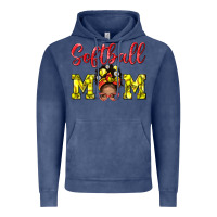 Vintage Denim Softball Mom And Afro Messy Bun Mom Vintage Hoodie - BundleAndBundleShop