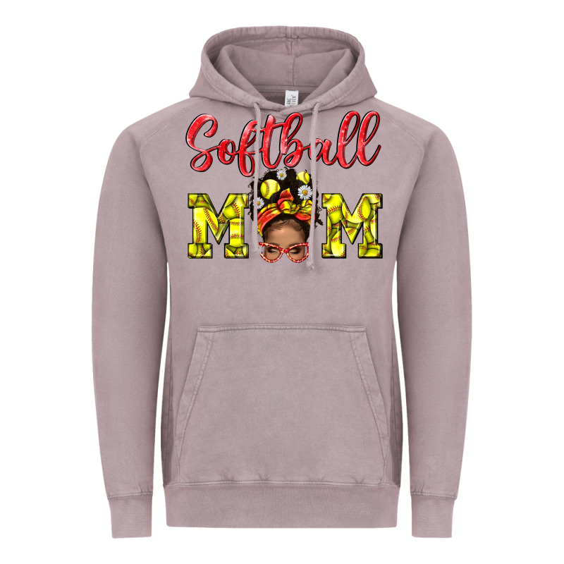 Softball Mom And Afro Messy Bun Mom Vintage Hoodie by BundleAndBundleShop | Teevron