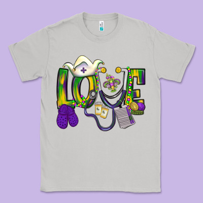 Mardi Gras Love Nurse Classic Tee Designed By Bundleandbundleshop