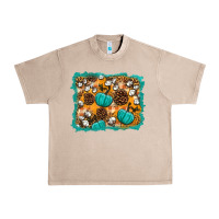 French Oak fall pumpkin distressed background Urban Heavy Tee - BundleAndBundleShop