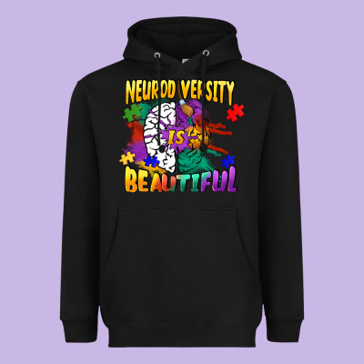 Neurodiversity Is Beautiful Heavyweight Hoodie Designed By Fadigitalartstudio