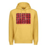 Antique Gold distressed buffalo plaid background Premium Hoodie - CowCowDesign