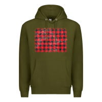 Army Green distressed buffalo plaid background Premium Hoodie - CowCowDesign