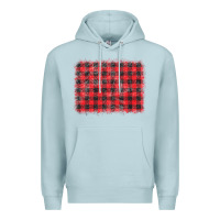 Blue Mist distressed buffalo plaid background Premium Hoodie - CowCowDesign