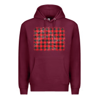 Burgundy distressed buffalo plaid background Premium Hoodie - CowCowDesign