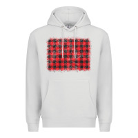 Dove Grey distressed buffalo plaid background Premium Hoodie - CowCowDesign