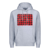 Heather Grey distressed buffalo plaid background Premium Hoodie - CowCowDesign