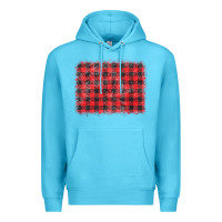 Ocean Blue distressed buffalo plaid background Premium Hoodie - CowCowDesign